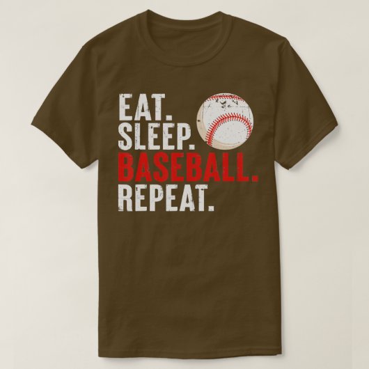 食べ寝野球リピおもしろいー野球恋人SPO Tシャツ (デザイン正面)