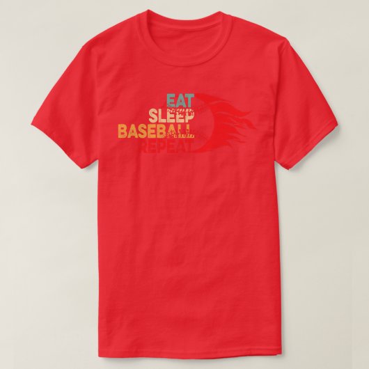 食べ寝野球リピおもしろいーVi Tシャツ (デザイン正面)