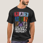 食べ寝野球リピート選手ファン Tシャツ (正面)