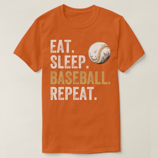 食べ寝野球リピート1 Tシャツ (デザイン正面)