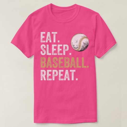食べ寝野球リピート1 Tシャツ (デザイン正面)