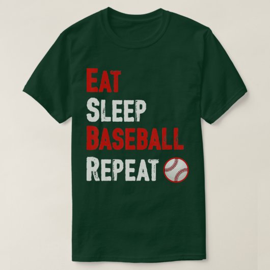 食べ寝野球リピート4 Tシャツ (デザイン正面)