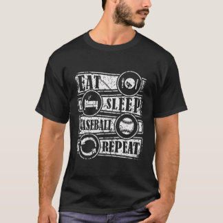 食べ寝野球リポ動揺してート Tシャツ