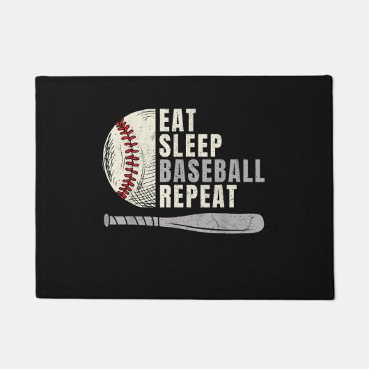 食べ寝野球中継おもしろい球選手 ドアマット (正面)