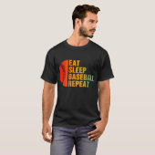 食べ寝野球中継選手 Tシャツ (正面フル)