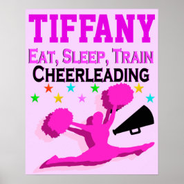 食べ寝電チアリーティングポパーソナライズされたスター ポスター