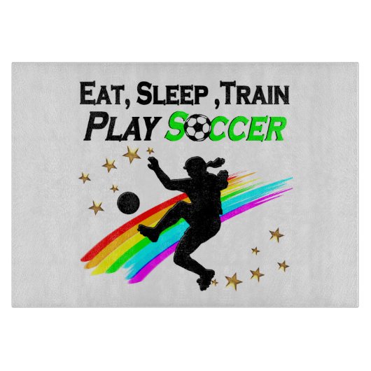 食べ寝電車のサッカー遊選手 カッティングボード (正面)