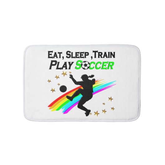 食べ寝電車のサッカー遊選手 バスマット (正面)