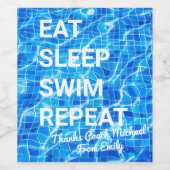 食べ感謝してい寝泳ぎ繰り返し泳パーソナライズされたぐ ワインラベル (シングルラベル)