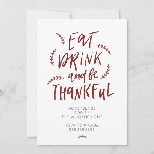 食べ感謝する 招待状 (正面)