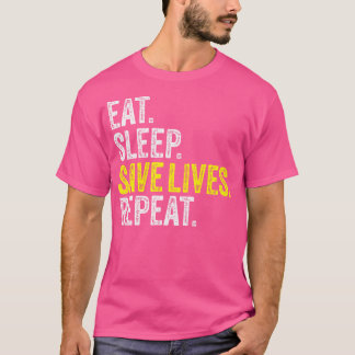 食べ救睡眠生活ナースEmt看護ドクターポリ Tシャツ