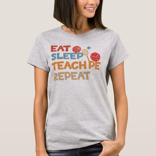 食べ教え睡眠Peリピート体育 Tシャツ (正面)