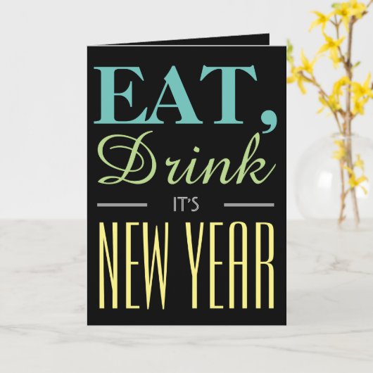 食べ新年の挨拶 カード (黄色い花)