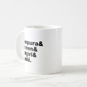 食べ日本の物てんぷら&ラーメン&おにぎり&寿司。 コーヒーマグカップ (正面左)