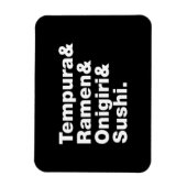 食べ日本の物てんぷら&ラーメン&おにぎり&寿司。 マグネット (縦)