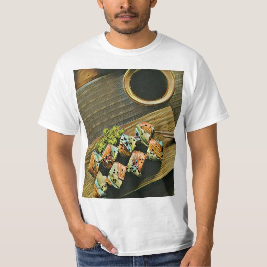 食べ日本の物寿司の恋人 Tシャツ (正面)