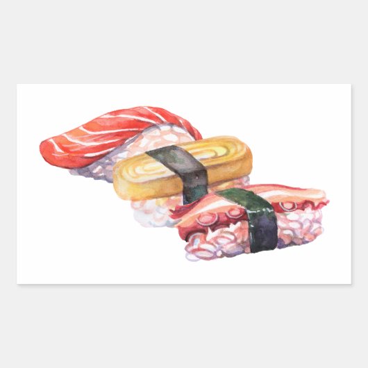 食べ日本の物寿司 長方形シール (正面)