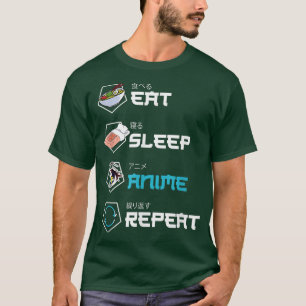 食べ日本のSleep Anime Repeatかわいいおもしろいマンガ Tシャツ