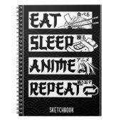 食べ日本のSleep Anime Repeat Bookおもしろいマンガ ノートブック (正面)
