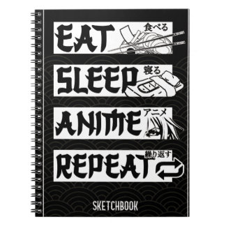 食べ日本のSleep Anime Repeat Bookおもしろいマンガ ノートブック