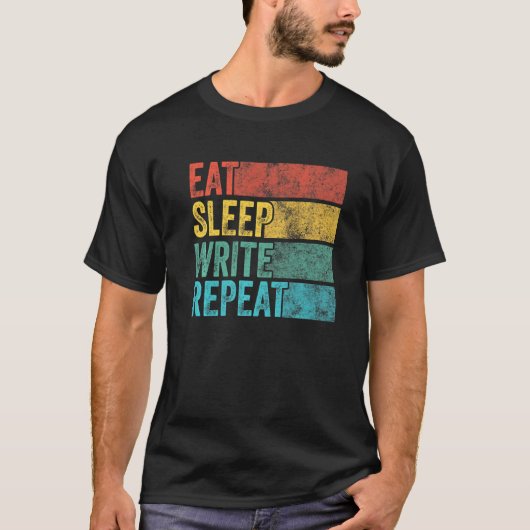 食べ書SLEEP書おもしろい作家WRITER Tシャツ (正面)