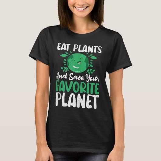 食べ植物とサポート地球の日救プラネットタンク Tシャツ (正面)