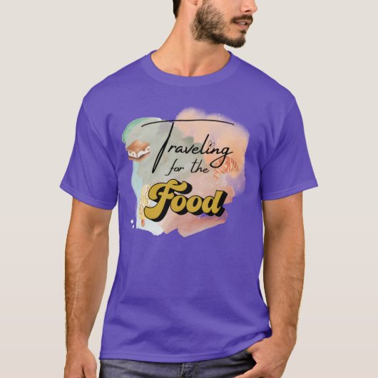 食べ歩きの旅のレトロな Tシャツ (正面)