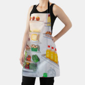 食べ物でいっぱいのオープン冷蔵庫 エプロン (インサイチュ)