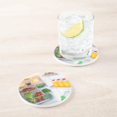 食べ物でいっぱいのオープン冷蔵庫 コースター (側面)