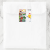 食べ物でいっぱいのオープン冷蔵庫 スクエアシール (バッグ)