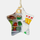 食べ物でいっぱいのオープン冷蔵庫 セラミックオーナメント (右)