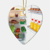 食べ物でいっぱいのオープン冷蔵庫 セラミックオーナメント (左)