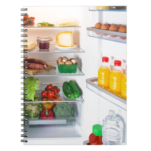 食べ物でいっぱいのオープン冷蔵庫 ノートブック (正面)