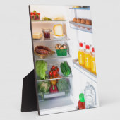 食べ物でいっぱいのオープン冷蔵庫 フォトプラーク (側面)