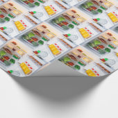 食べ物でいっぱいのオープン冷蔵庫 ラッピングペーパー (角)