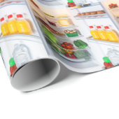 食べ物でいっぱいのオープン冷蔵庫 ラッピングペーパー (ロールコーナー)