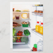 食べ物でいっぱいのオープン冷蔵庫 便箋 (正面/裏面)