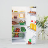 食べ物でいっぱいのオープン冷蔵庫 便箋 (スタンド正面)