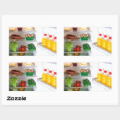 食べ物でいっぱいのオープン冷蔵庫 長方形シール (シート)