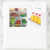 食べ物でいっぱいのオープン冷蔵庫 長方形シール (バッグ)