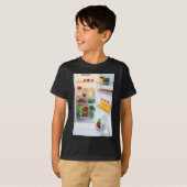 食べ物でいっぱいのオープン冷蔵庫 Tシャツ (正面フル)