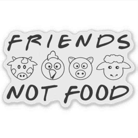 食べ物ではなく友人たち、ビーガン活動 シール (正面)
