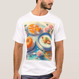 食べ物とケーキを載せたテーブル Tシャツ