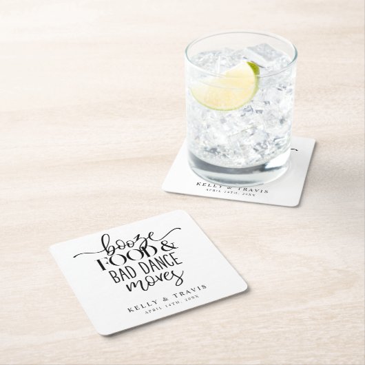 食べ物とダンスの動きを大きく結婚する スクエアペーパーコースター (インサイチュ)