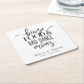 食べ物とダンスの動きを大きく結婚する スクエアペーパーコースター (アングル)