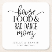 食べ物とダンスの動きを大きく結婚する スクエアペーパーコースター (正面)