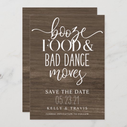 食べ物とダンスの動きを大きく結婚する セーブザデート (正面/裏面)