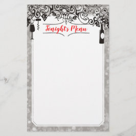 食べ物とワインのテイスティングメニューレターヘッド文房具