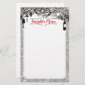 食べ物とワインのテイスティングメニューレターヘッド文房具 (正面/裏面)