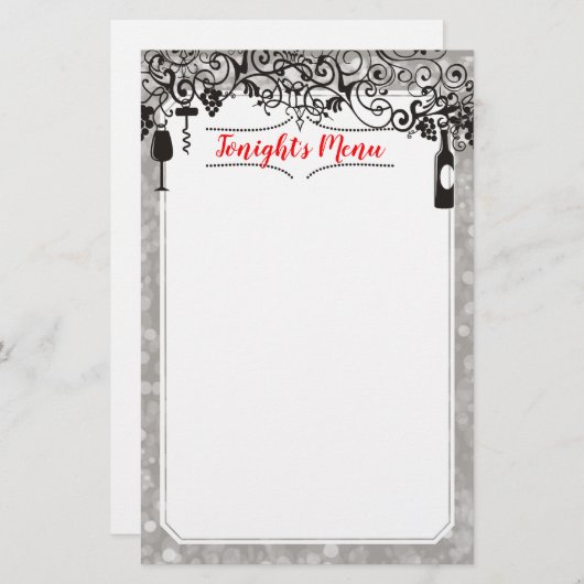 食べ物とワインのテイスティングメニューレターヘッド文房具 (正面/裏面)